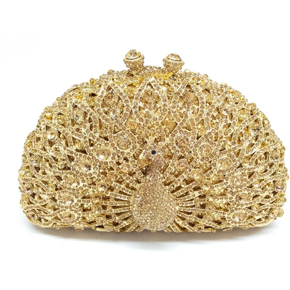 Crystal Peacock Rhinestone Clutch Evening Bag - Picture 9 of 16